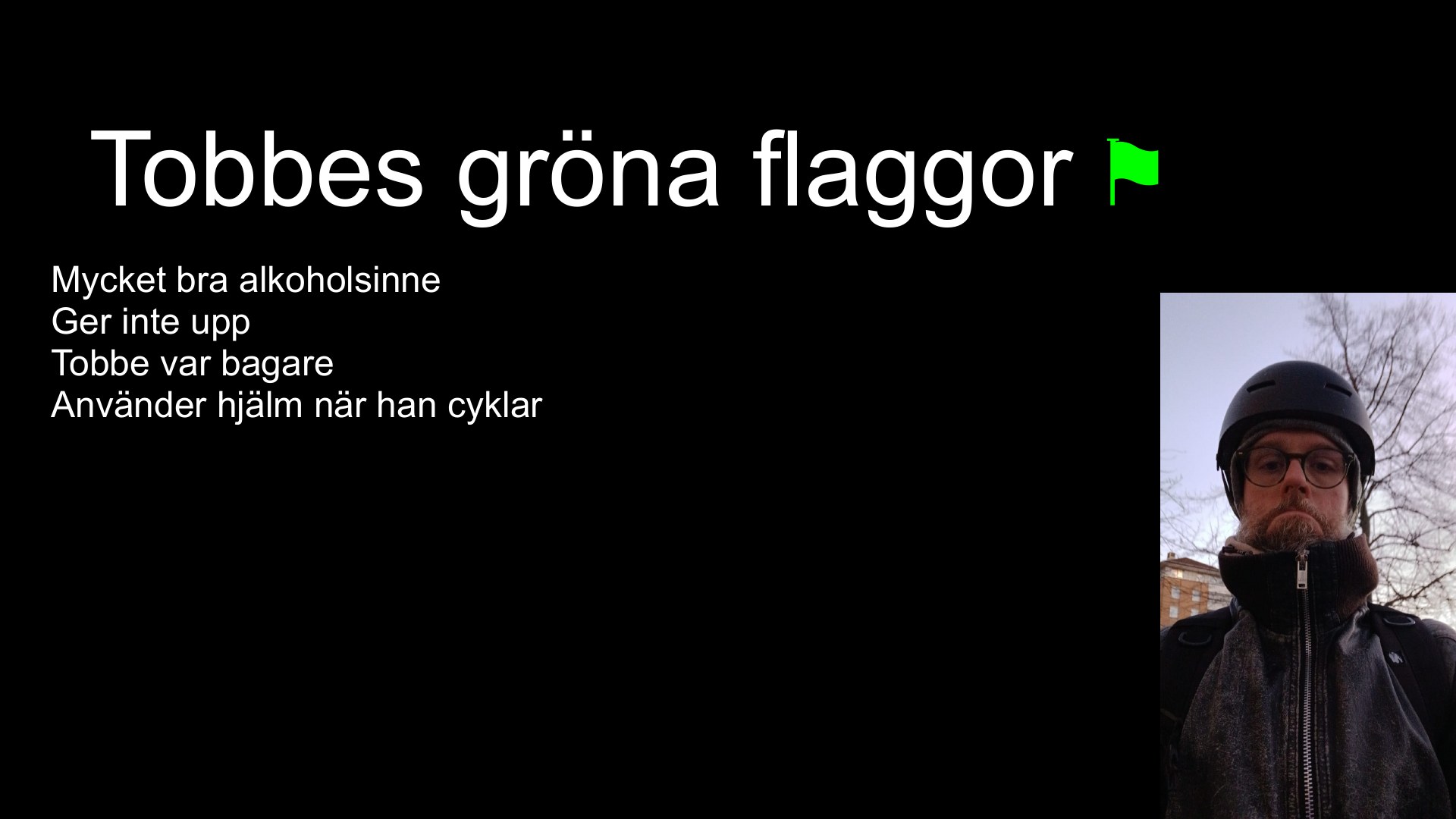 Slide 14 från pitchen om Tobbe